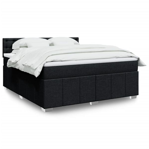 vidaXL Posteľný rám boxspring s matracom čierny 180x200 cm látka