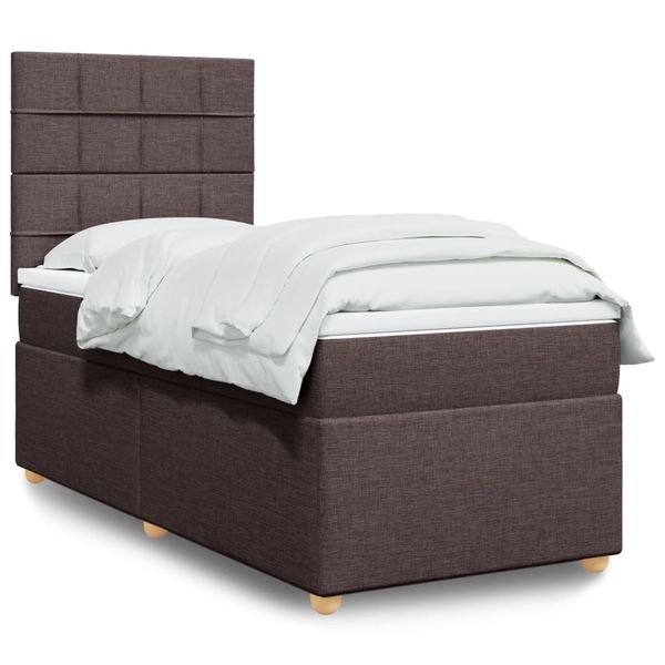 vidaXL Boxspring posteľ s matracom tmavohnedá 90x190 cm látka