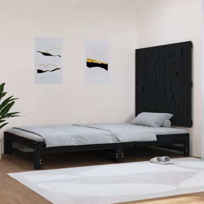 vidaXL Nástenné čelo postele čierne 108x3x90 cm masívna borovica