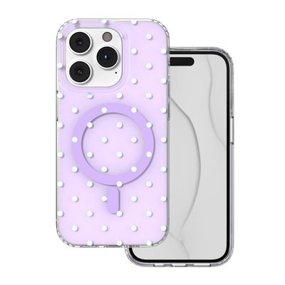 Puzdro Bubble Dots Mag pre iPhone 14 Pro 6,1" fialové