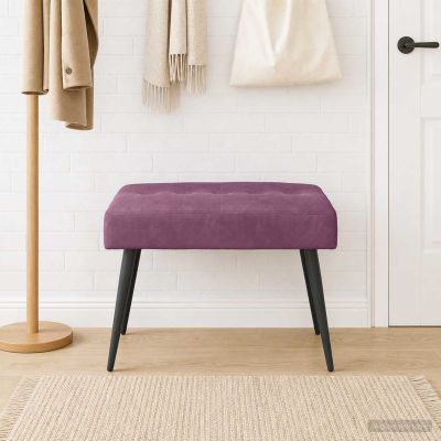 vidaXL Lavica s gombíkovým prešívaním Fialová 60 x 40 x 45 cm Zamat