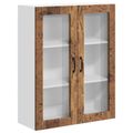 vidaXL Nástenný sklenený kabinet LUCCA Staré drevo 80 x 31 x 100 cm