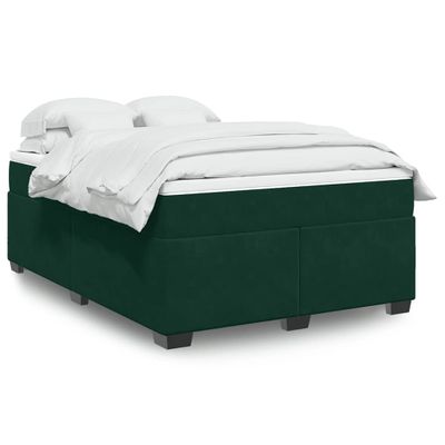 vidaXL Posteľný rám boxsping s matracom tmavozelený 160x200 cm zamat
