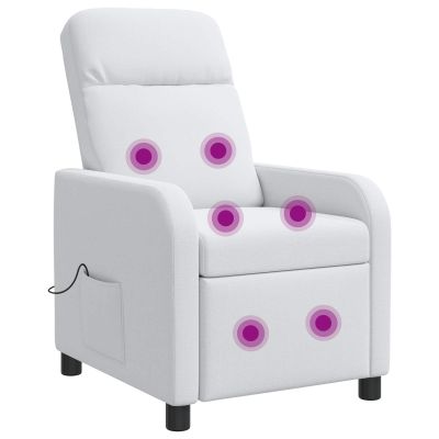 vidaXL Masážne relaxačné kreslo Biela Látka