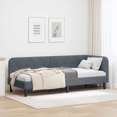vidaXL Rohový rám postele Tmavo šedá 80 x 200 cm Zamat
