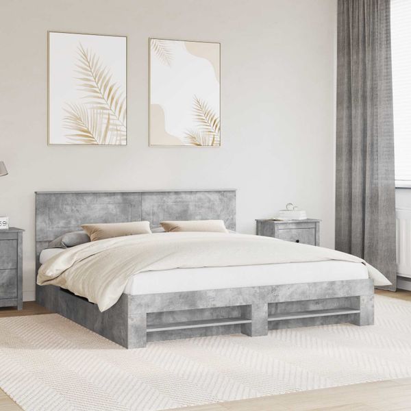 vidaXL Rám postele Betónová šedá 200 x 200 cm Kompozitné drevo
