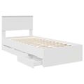 vidaXL Rám postele so zásuvkou Biela 90 x 200 cm Inžinierske drevo