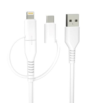 Forever recycling kábel 3v1 1,5m 2,4A USB-A -USB-C+ microUSB + Lightning KR3W1-00 biely