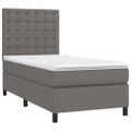 vidaXL Boxspring posteľ s matracom a LED sivá 80x200 cm umelá koža