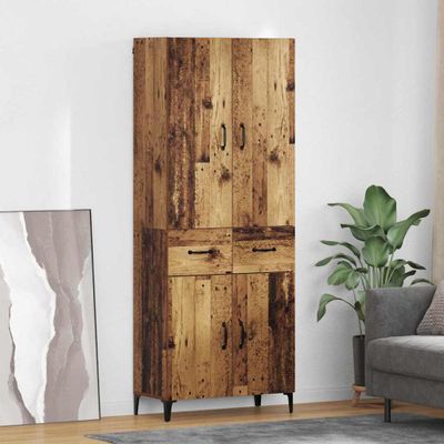 vidaXL Highboard Staré drevo 69,5 x 34 x 180 cm Kompozitné drevo