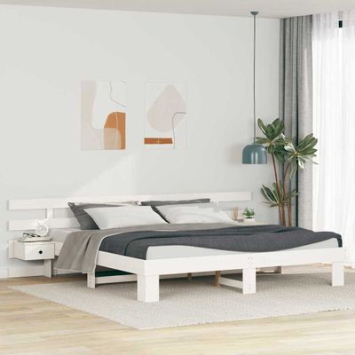 vidaXL Rám postele Biela 200 x 200 cm Masívne borovicové drevo