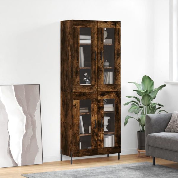 vidaXL Vysoká skrinka dymový dub 69,5x34x180 cm spracované drevo