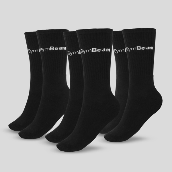 Ponožky 3/4 Socks 3Pack Black - GymBeam, veľkosť XL, veľkosť oblečenia XL