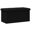 vidaXL Skladacia úložná lavička Čierna 180 kg 80 L 77 x 38 x 38 cm Ľan
