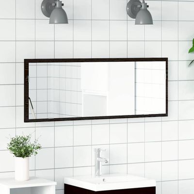 vidaXL Zrkadlo do kúpeľne s LED Čierny dub 100 x 8,5 x 37 cm Sklo