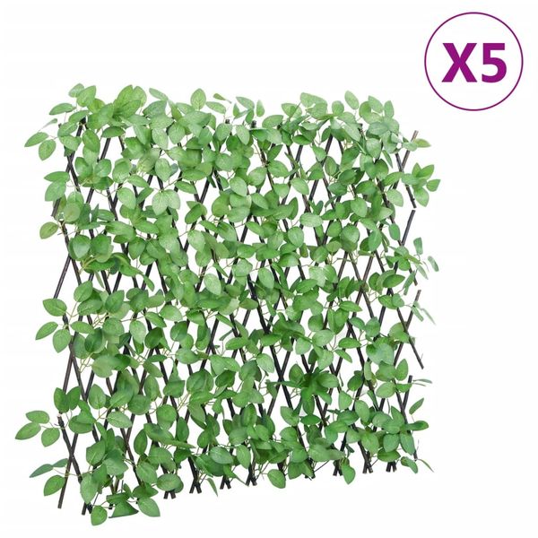 vidaXL Rozťahovacia mriežka s umelým brečtanom 5 ks zelená 180x65 cm