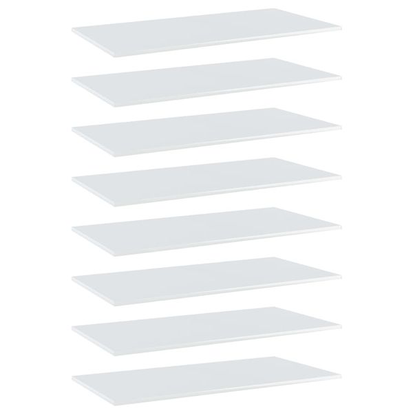 vidaXL Prídavné police 8 ks, lesklé biele 80x30x1,5 cm, drevotrieska