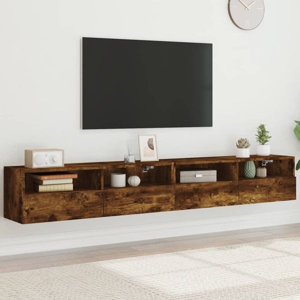 vidaXL TV nástenné skrinky 2ks dymový dub 100x30x30cm kompozitné drevo