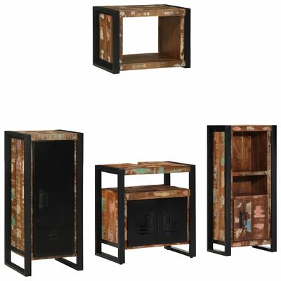vidaXL Sada kúpeľňového nábytku Nástenný 4 pcs Masívne obnovené drevo