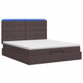 vidaXL Ottoman posteľ s matracom a LED Tmavohnedá 160 x 200 cm Látka