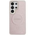 Obal Guess Saffiano Peony Embossed Ring MagSafe pre Samsung Galaxy S26 Ultra ružový