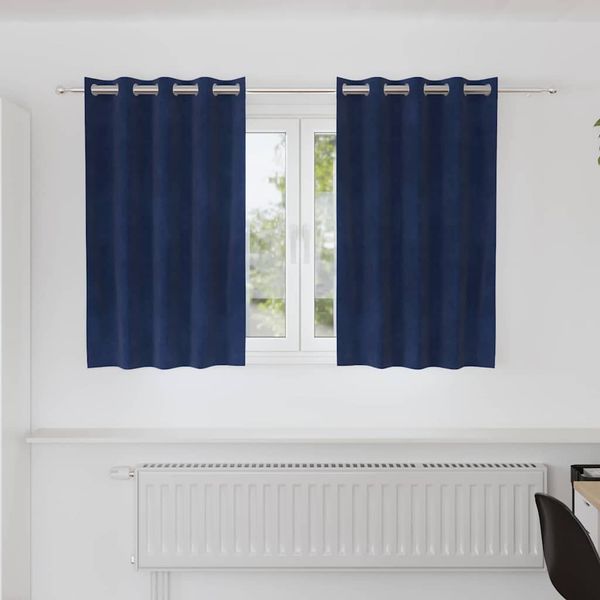 vidaXL Zatemňovacie závesy 2 pcs Tmavomodrá 140 x 140 cm Zamat