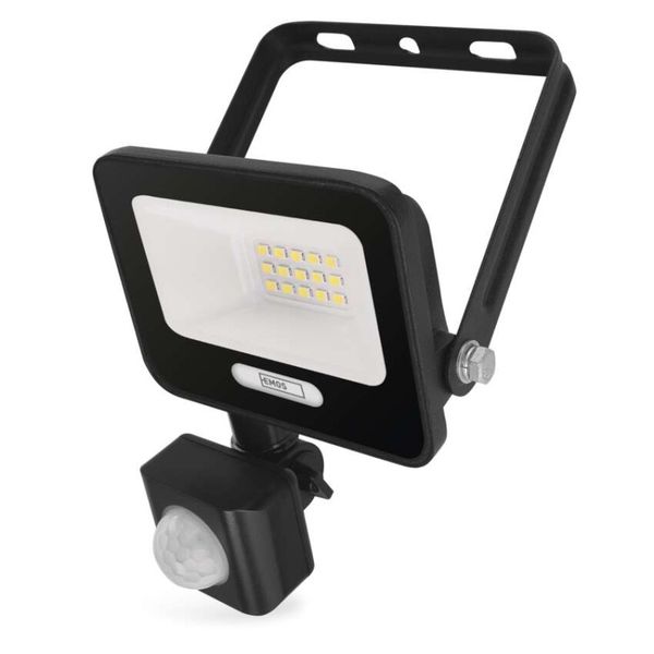 LED reflektor GLARO s pohybovým čidlom, 10 W, čierny, IP54, 1000 lm, neutrálna biela
