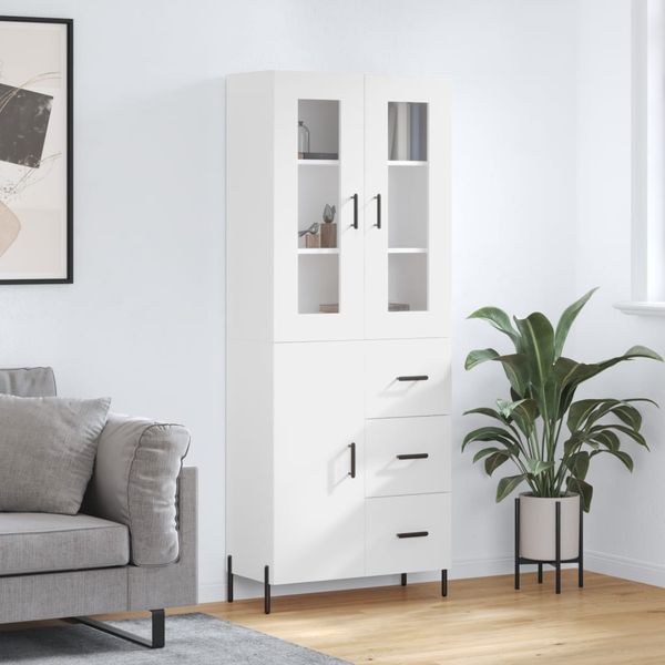 vidaXL Vysoká skrinka biela 69,5x34x180 cm spracované drevo