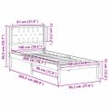 vidaXL Rám postele Sivohnedá 100 x 200 cm Masívne borovicové drevo