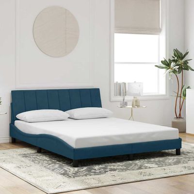 vidaXL Rám postele bez matraca Hanko modrý 160x200 cm zamat