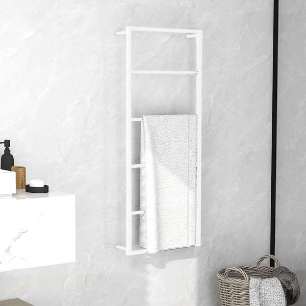 vidaXL Vešiak na uteráky biely 45x10x115 cm oceľový