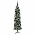 vidaXL Umelý chudý vianočný strom Zelená a biela 180 cm