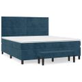 vidaXL Posteľný rám boxsping s matracom tmavomodrý 160x200 cm zamat