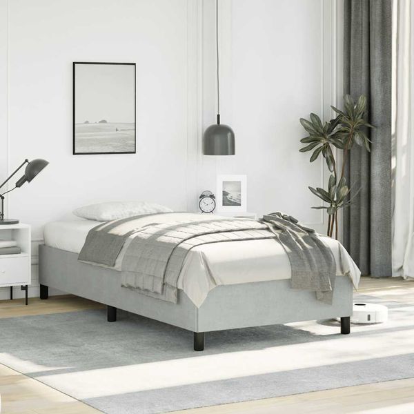 vidaXL Rám postele bez matraca, svetlosivý 100x203 cm, zamatový, pre jednu osobu