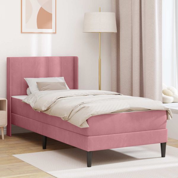 vidaXL Rám postele s matracom s čelnou doskou Ružová 80 x 200 cm Zamat