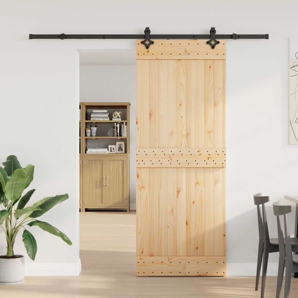 vidaXL Posuvné dvere NARVIK Prírodná a čierna 80 x 210 cm (213,5 cm)