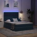 vidaXL LED úložná posteľ s matracom Tmavomodrá 140 x 200 cm Zamat