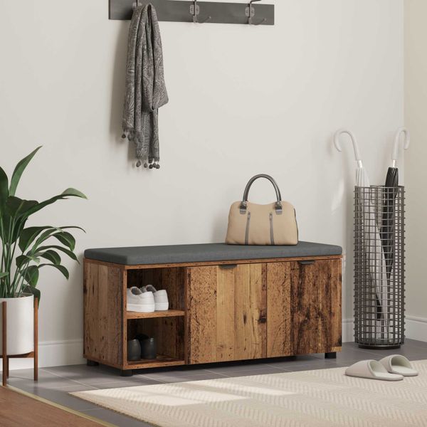 vidaXL Predsieňová lavica s vankúšom Staré drevo 100 x 38 x 46 cm