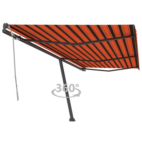 vidaXL Voľne stojaca ručne zaťahovacia markíza 600x300cm oranžovohnedá