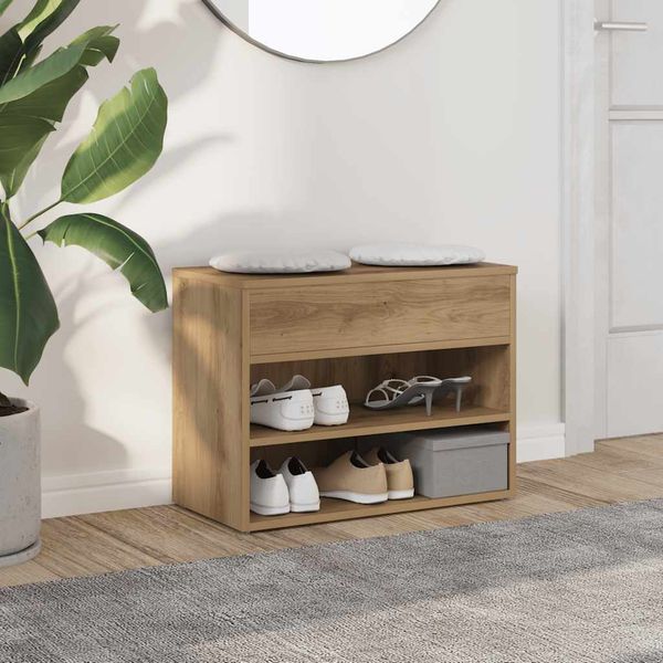 vidaXL Lavica na topánky dub artisan 60x30x45 cm kompozitné drevo