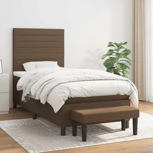 vidaXL Posteľný rám boxsping s matracom hnedý 90x200 cm látka