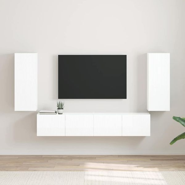 vidaXL TV nástenná skriňa Nástenný 2 pcs Lesklá biela 30 x 31 x 80 cm