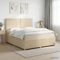 vidaXL Posteľ boxspring s matracom Krémová 140 x 200 cm Látka