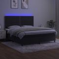 vidaXL Posteľ boxsping s matracom a LED čierna 180x200 cm zamat