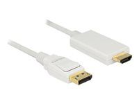 Adaptérový kábel - DisplayPort s kolíkmi (samec) na HDMI s kolíkmi (samec) - 3 m - trojnásobne tienený - biela - pasívny, podporuje 4K