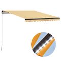vidaXL Ručne zaťahovacia markíza s LED 300x250 cm žlto-biela