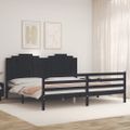 vidaXL Posteľný rám s čelom čierny 200x200 cm masívne drevo
