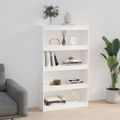 vidaXL Knižnica/deliaca stena biela 80x30x135,5 cm masívna borovica