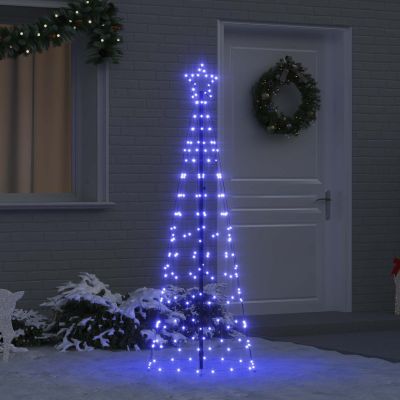 vidaXL LED Vianočný stromček so zemnými kolíkmi Modrá 250 cm Železo