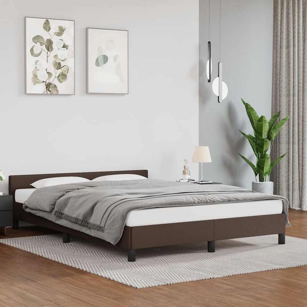 vidaXL Posteľný rám s čelom bez matraca hnedý 140x200 cm